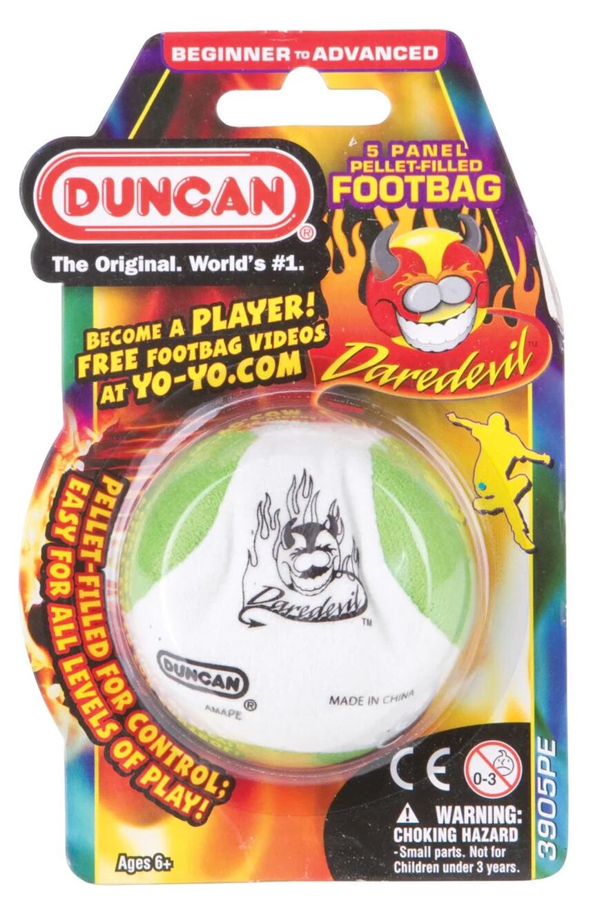 🔥DUNCAN Daredevil 5-Panel Pellet Filled Footbag GREEN/WHITE BNWT🔥